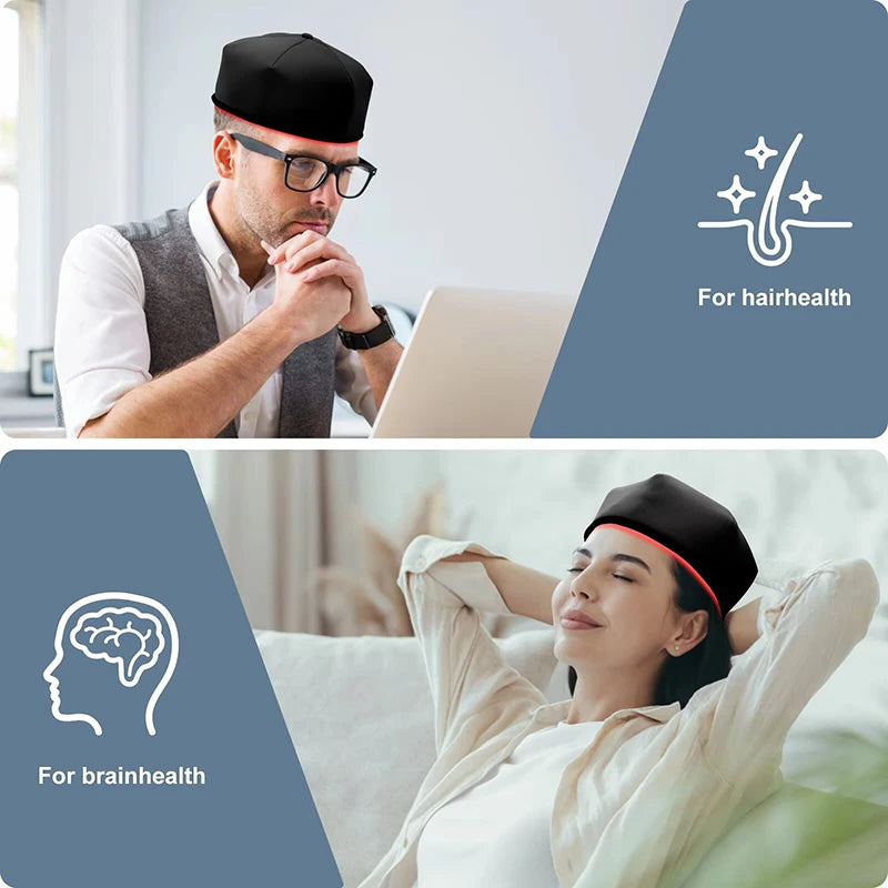 Red Light Therapy Hat Near Infrared Device LED Treatment Helmet for Hair Growth Cap Prevant Loss Head Relaxation Relief Scalp
