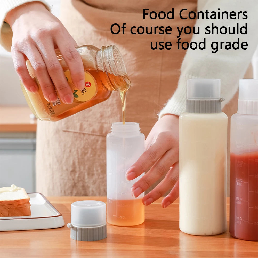 350Ml 5 Holes Condiment Squeeze Bottle Kitchen Ketchup Mustard Bottle Clear Mayonnaise Honey Dispenser Sauce Storage Contain