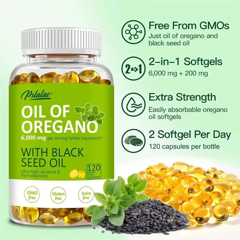 Oregano Oil Capsules - Promote Digestive Health, Intestinal Health, Blood Circulation, Immune System, Anti-oxidation