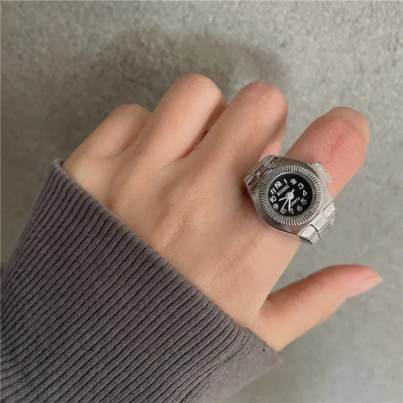 Luxury Ring Clock Elastic Stretchy Band Quartz Reloj Rings for Men Ladies Male Finger Heart Pocket Watch Hip-Hop Man New Jewelry