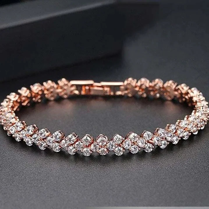 Shiny Diamond Watch Bracelets Set Women Fashion Rose Gold Quartz Watch Girls Luxury Brand Rhinestone Casual Clock Jewelry Gifts