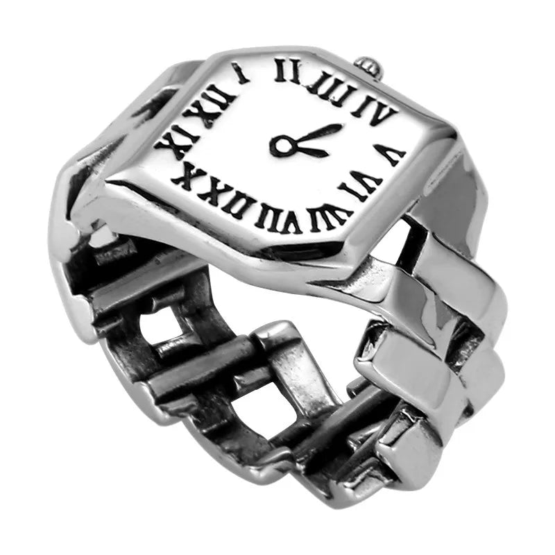 New in 925 Sterling Silver Cuba Chain Watch Woman Rings Wedding Vintage Ring Luxury Jewelry Accessories Prevent Allergy