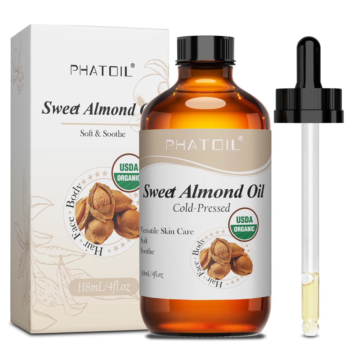 PHATOIL 236ml/118ml Organic Castor Oil,Cold Pressed Unrefined Essential Oil For Hair Care Eyelash & Nail Growth Moisturizes Skin