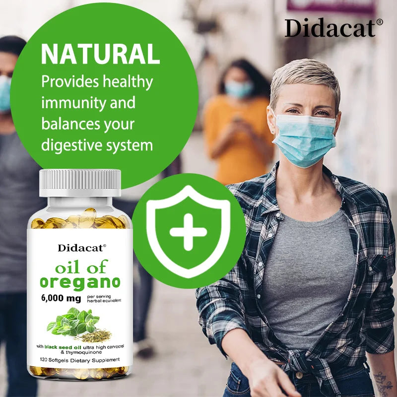 Oregano oil softgels for intestinal health, antioxidant, digestive health, immune support