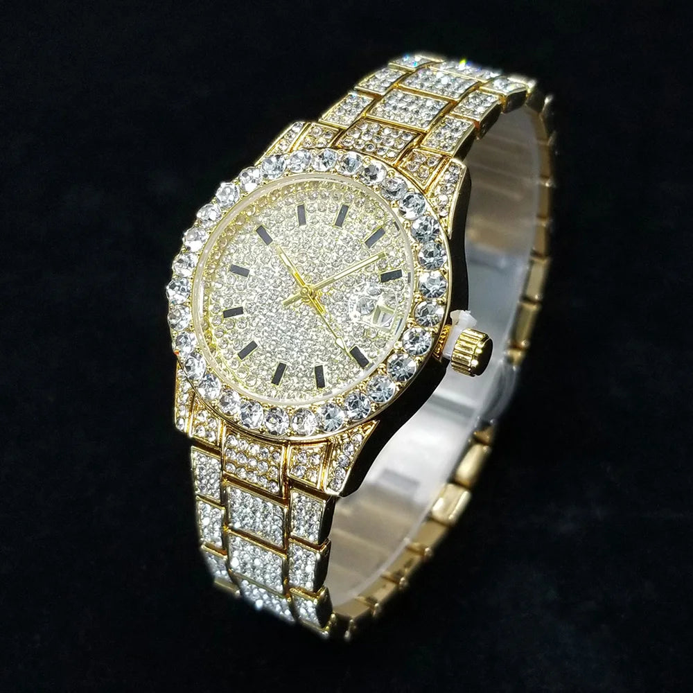 Classic Luxury Diamond Watches Women Fashion Bling Quartz Wristwatch Stainless Steel Iced Out Wedding Dress Accessories Watch