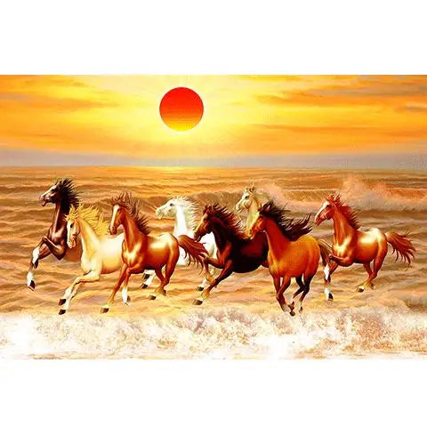 Red Sun, Horse Arrives Success, Town House Gathers Wealth, Eight Steeds Galloping, Self Paste