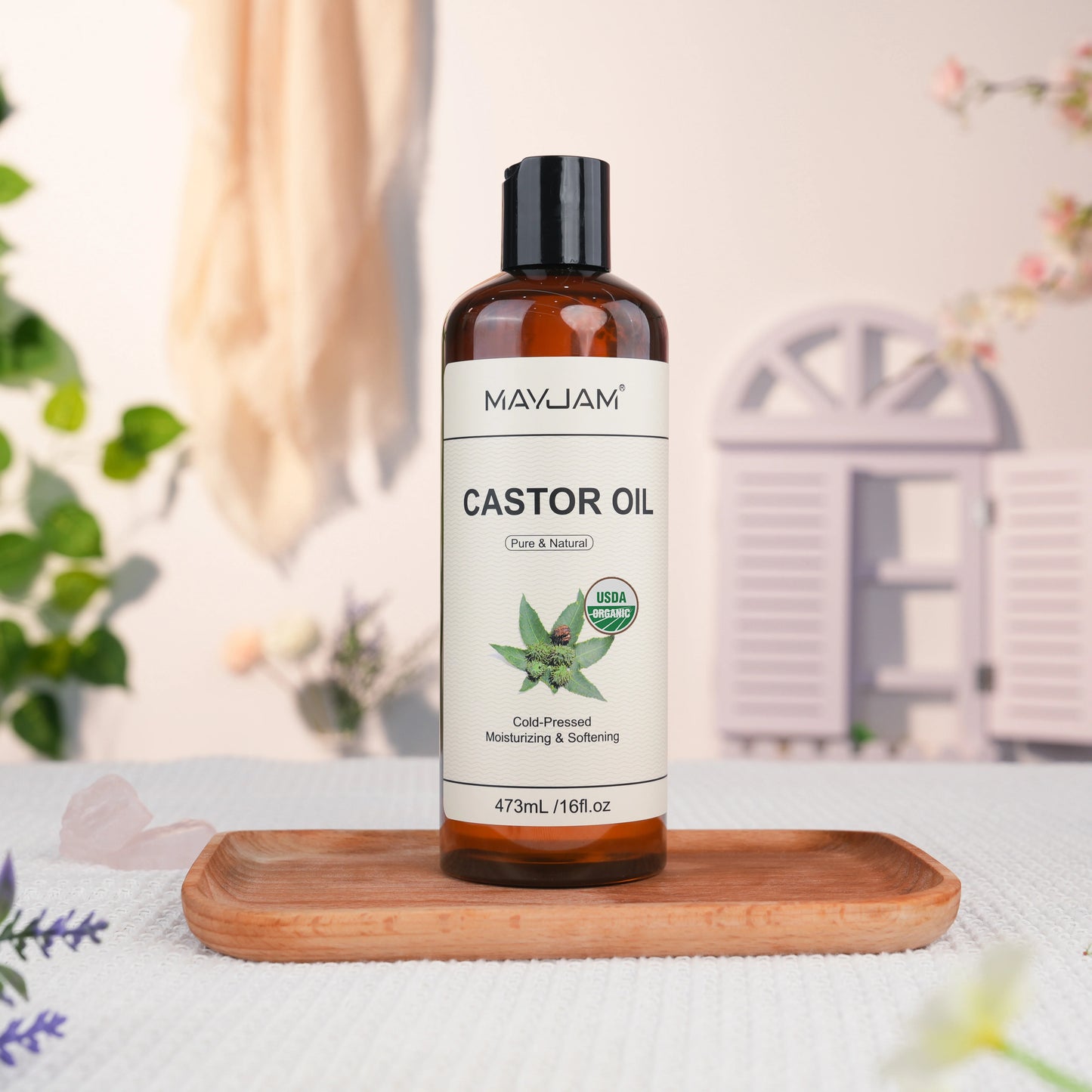 Organic Castor Oil Cold Pressed Massage Body Moisturizes Skin Nourish Hair Eyelash Nail Growth 16fl.oz Pure Natural Carrier Oil