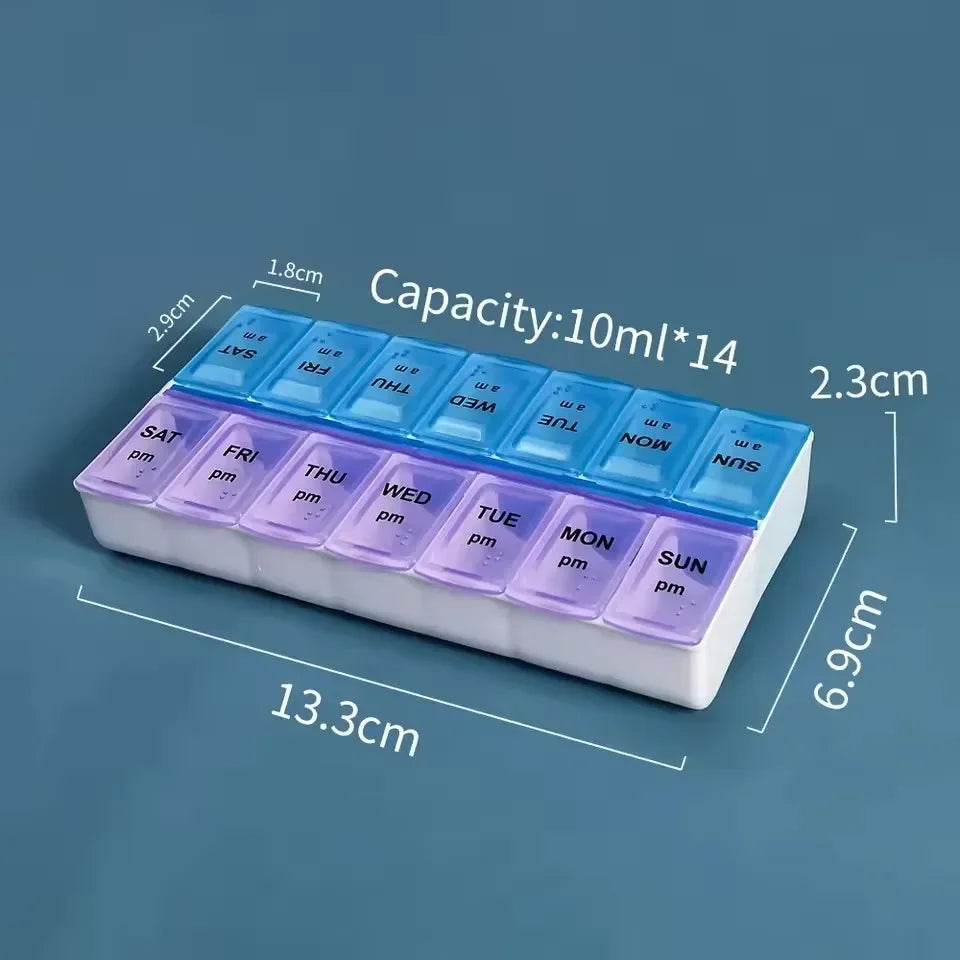 New Weekly Portable Travel Pill Cases Box 7 Days Organizer 14 Grids Pills Container Storage Tablets Vitamins Medicine Fish Oils