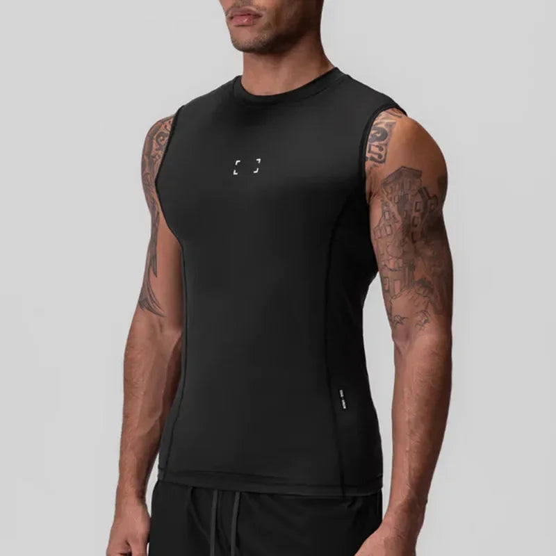 Men's Summer Compression Tank Top Gym Fitness Clothing Quick Dry Sleeveless Shirt Singlets Running Workout Tights Casual Vest