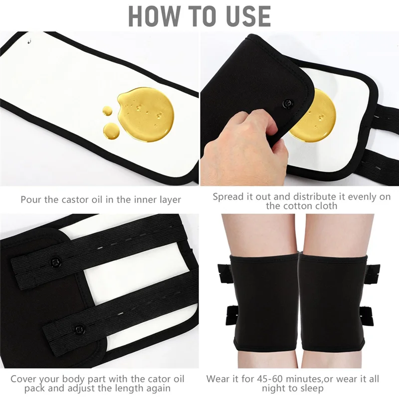 ABGP-2Piece Castor Oil Joint Pack Essential Oil Leg Care Pack Leakproof German Castor Oil Hand Pack Reusable Khaki