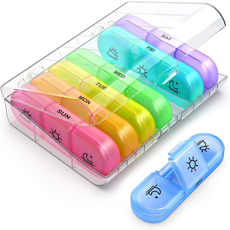 New Weekly Portable Travel Pill Cases Box 7 Days Organizer 14 Grids Pills Container Storage Tablets Vitamins Medicine Fish Oils