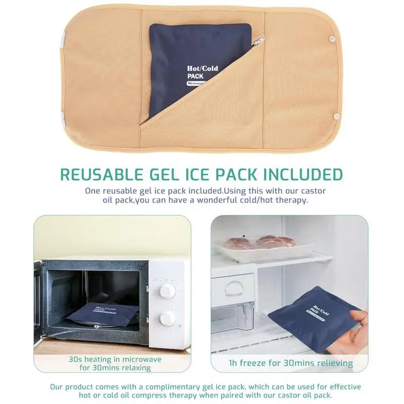 Organic Castor Oil Wrap Stomach Castor Essential Oil Pack Wrap Castor Oil Pack For Liver Kit Less Mess Reusable Comfort Sleep