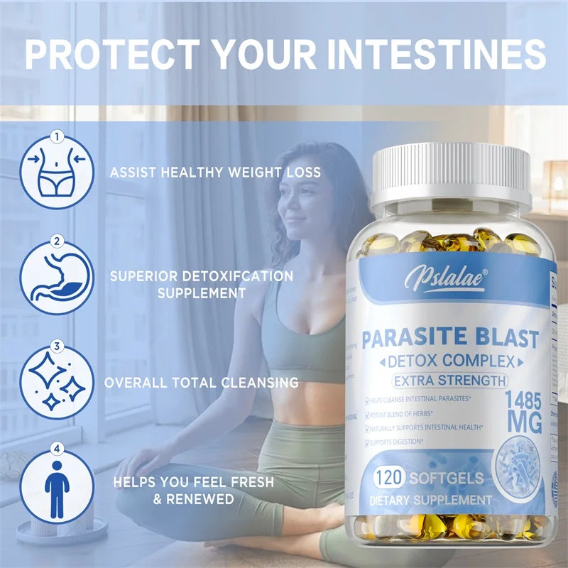 Parasite Blast - Removes All Body Parasites, Natural Gut Health, Cleans Colon Detox + Cleanse, Liver Immunity
