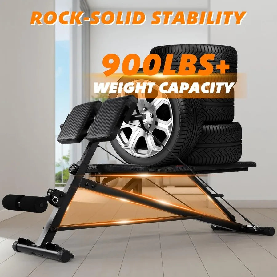 Adjustable Weight Bench with Hyper Back Extension, Preacher Curl, Roman Chair, Ab Sit up Bench for Full Body Workout, 900LBS Wor