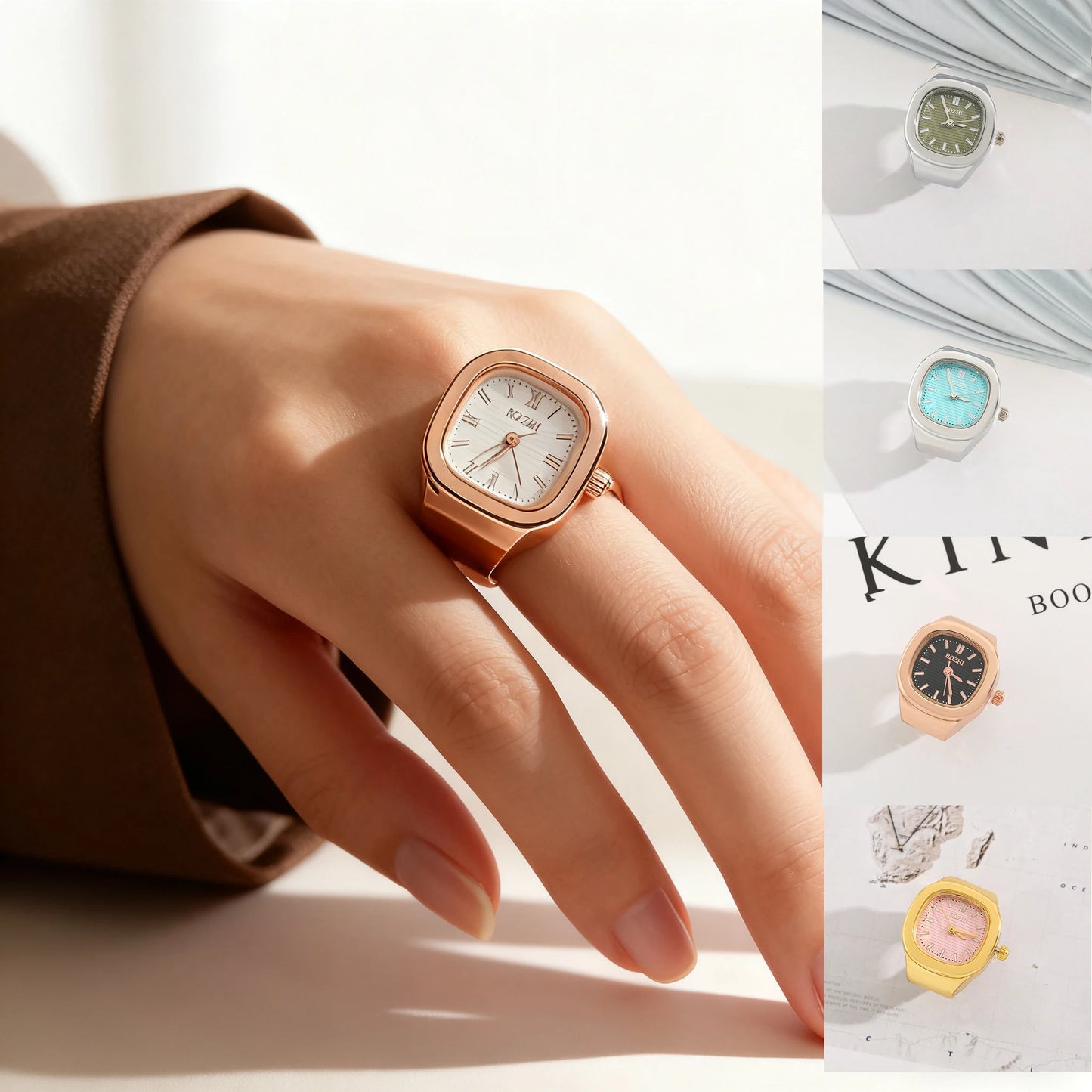 WLP Gothic Jewelry Woman Ring Quartz Watch Finger Rings anillos hombre de mujer Punk Jewellery Elastic Strap Goth Luxury Jewelry