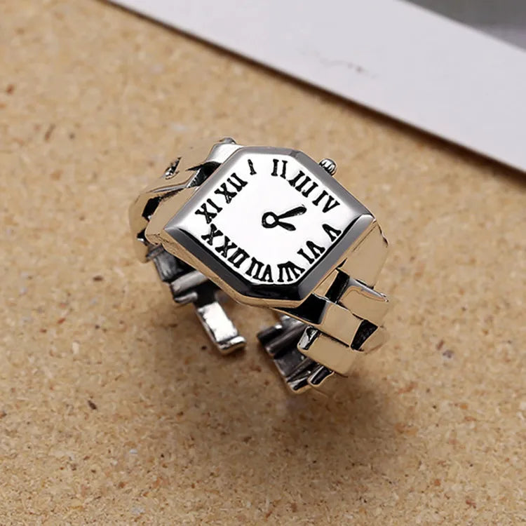 New in 925 Sterling Silver Cuba Chain Watch Woman Rings Wedding Vintage Ring Luxury Jewelry Accessories Prevent Allergy