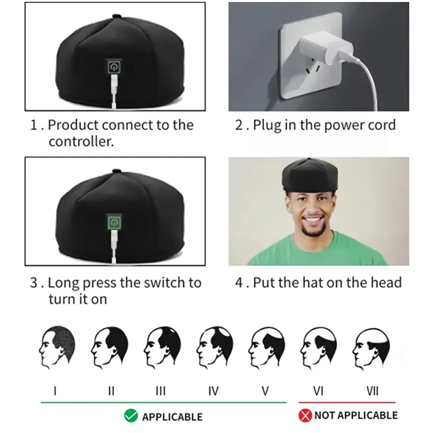 Red Light Therapy Hat Near Infrared Device LED Treatment Helmet for Hair Growth Cap Prevant Loss Head Relaxation Relief Scalp