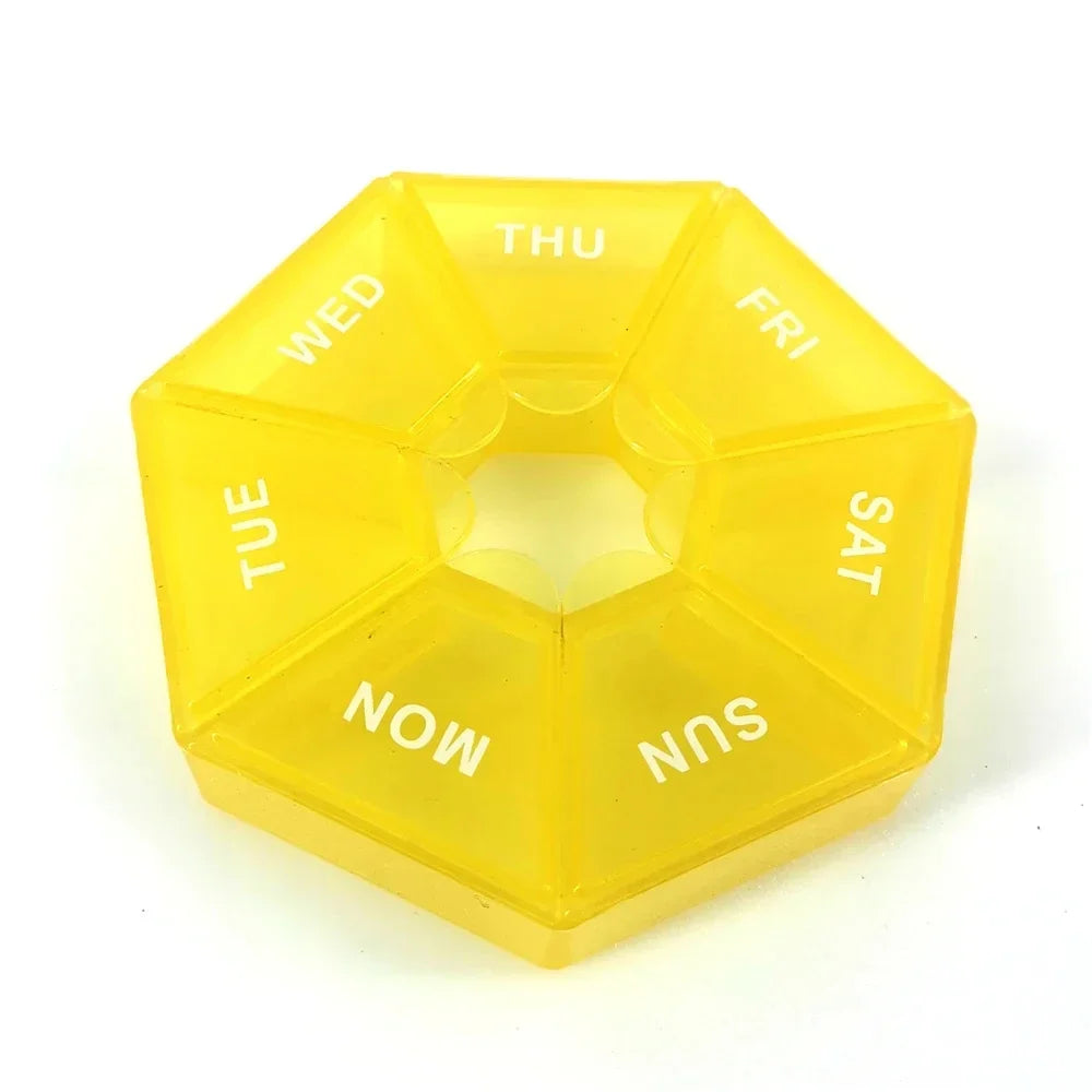 1PcsA week 7 corners pill box Round 7 boxes for one week small pill box mini 7 days portable points Medicine jewelry box