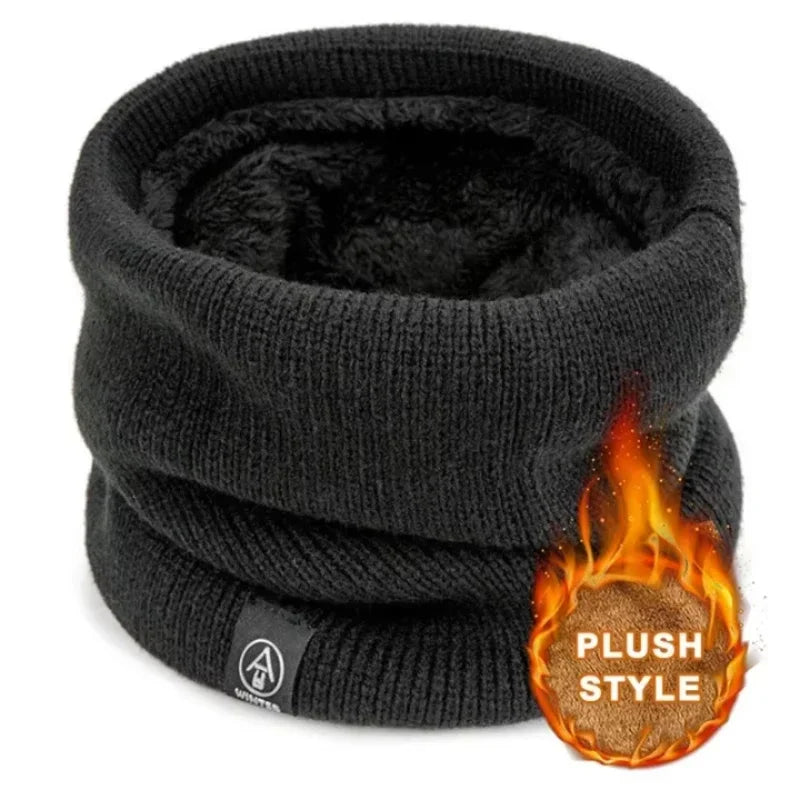 Warm Knitted Scarf Thickened Plush Windproof Winter Neck Gaiter Cold Weather Outdoor Sport Ski Running Men Women Tube Scarf