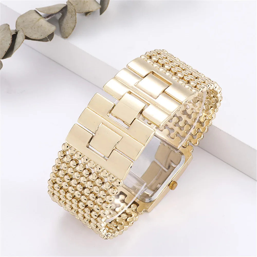 Women's Watch Brand Light Luxury Square Gold Stainless Steel Bracelet Charm and Diamond Inlaid Ladies Fashion Quartz Watches