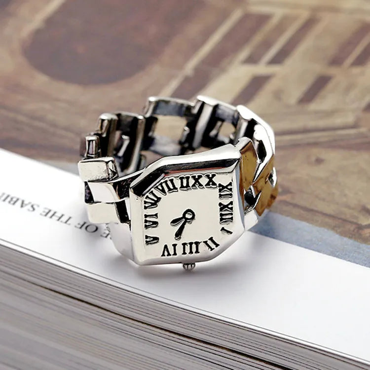 New in 925 Sterling Silver Cuba Chain Watch Woman Rings Wedding Vintage Ring Luxury Jewelry Accessories Prevent Allergy