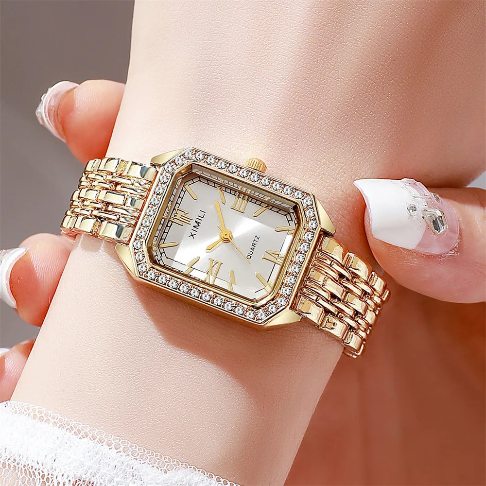 2025 Top Brand Watch Women Business Simple Diamond Gold Watches Casual Female Student Fashion Quartz Clock Wristwatches