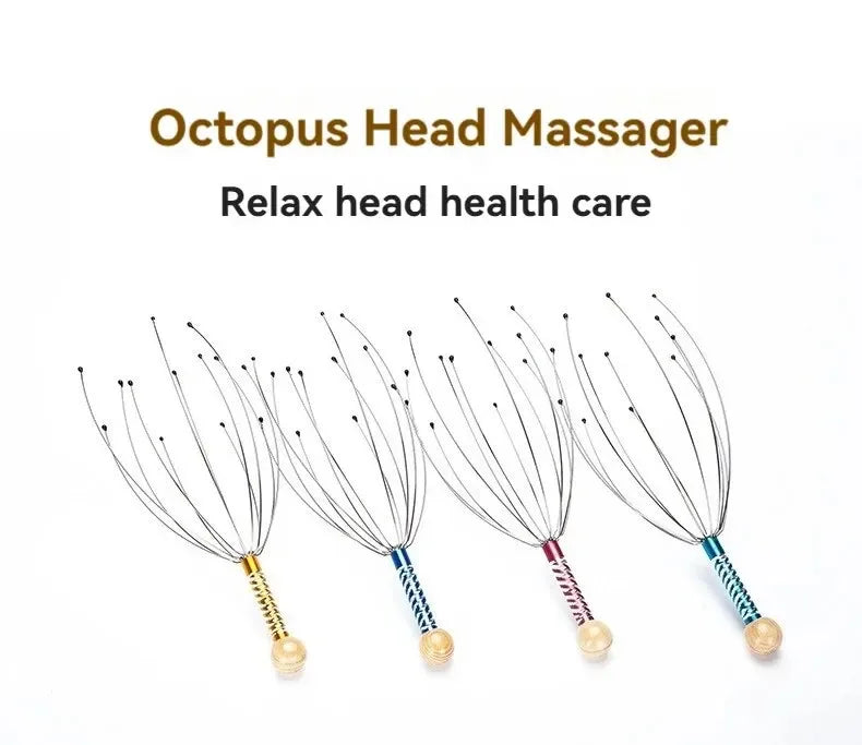 Stainless steel octopus head massager, head relaxer, brain massage claw, relieves fatigue, soul extractor