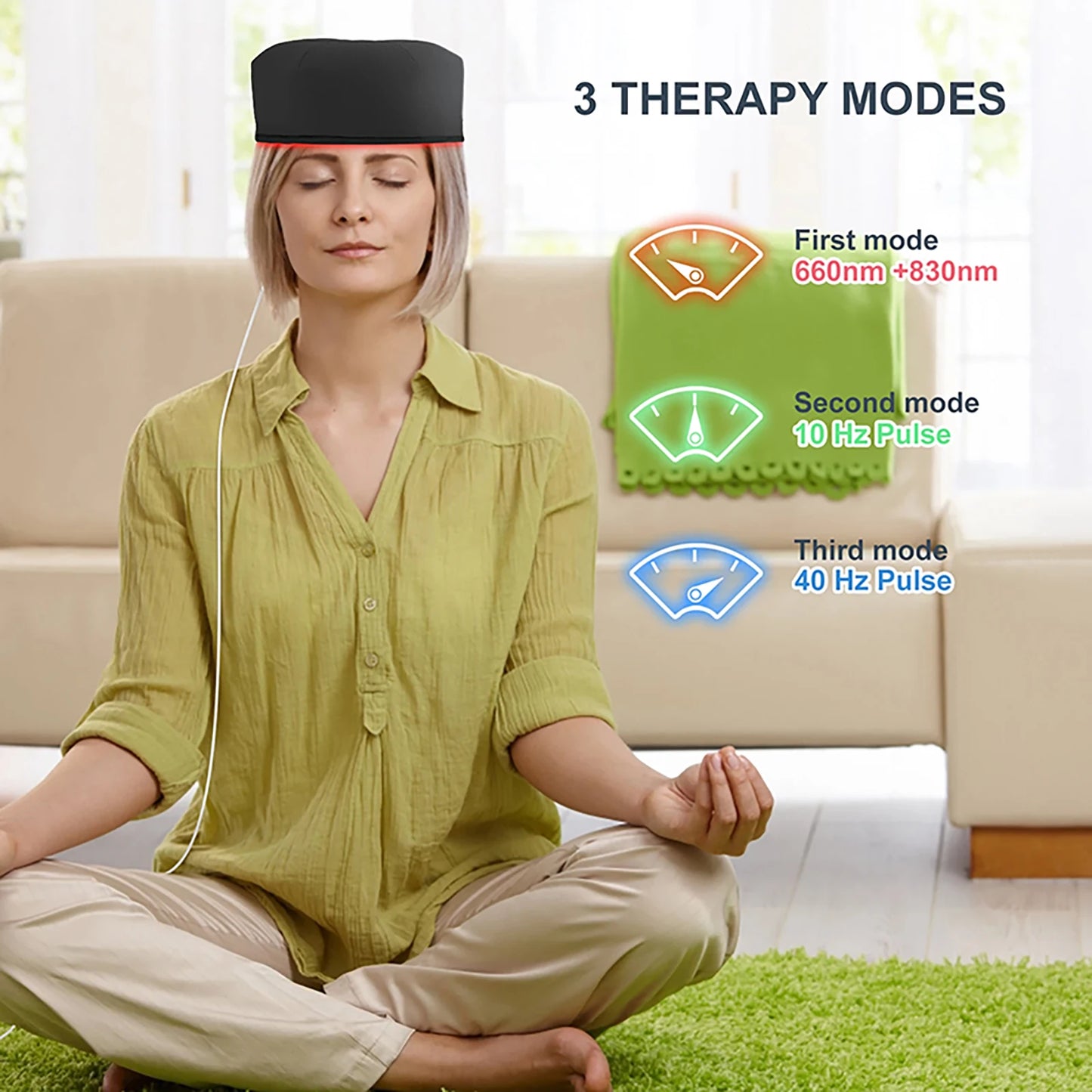 Red Light Therapy Hat Near Infrared Device LED Treatment Helmet for Hair Growth Cap Prevant Loss Head Relaxation Relief Scalp