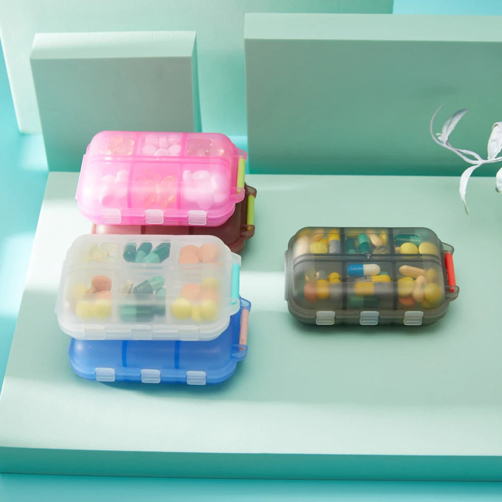 Tcare Portable Pill Case Folding Medicine Drugs Pills Capsule Tablet Container Boxs Plastic Empty Drug Organizer Pillbox Cases