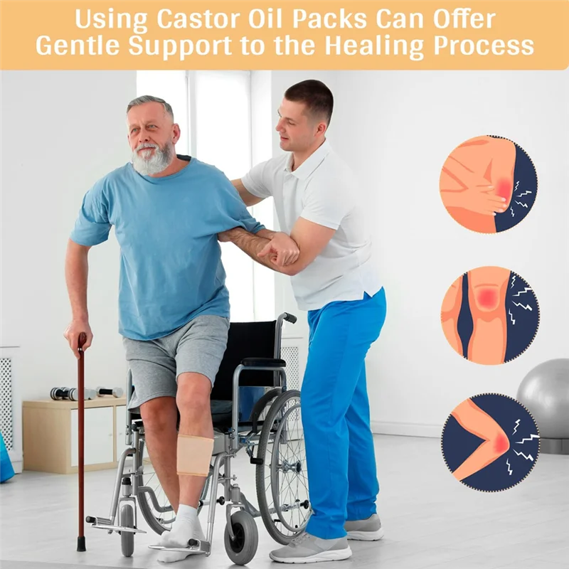 ABGP-2Piece Castor Oil Joint Pack Essential Oil Leg Care Pack Leakproof German Castor Oil Hand Pack Reusable Khaki