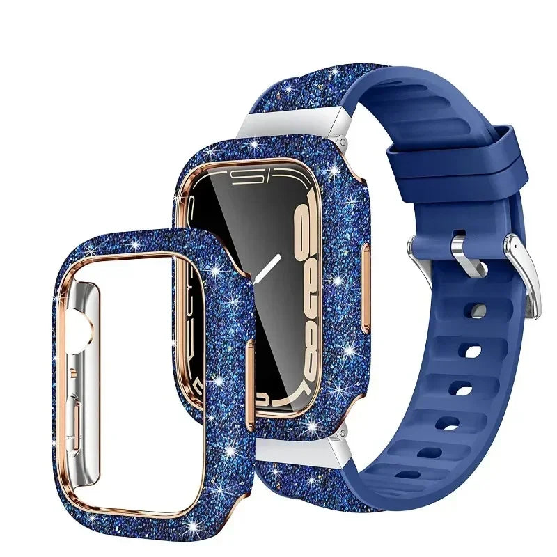 HD Crystal Diamond Glass Case For Apple Watch 11 10 46mm 42mm Screen Protective Shell iWatch 9 8 7 6 5 SE 45/41mm 44/40mm Cover